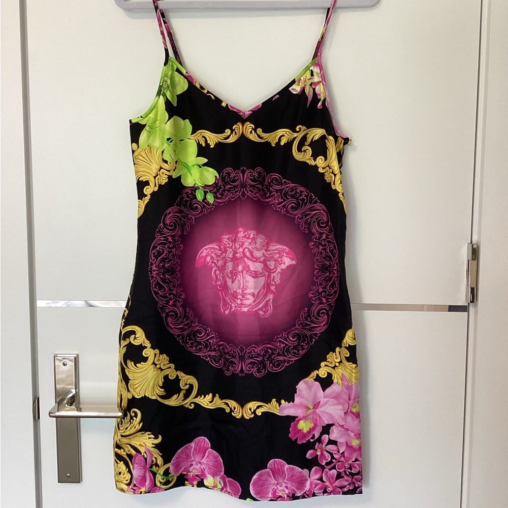 Versace Black and Pink Medusa Dress